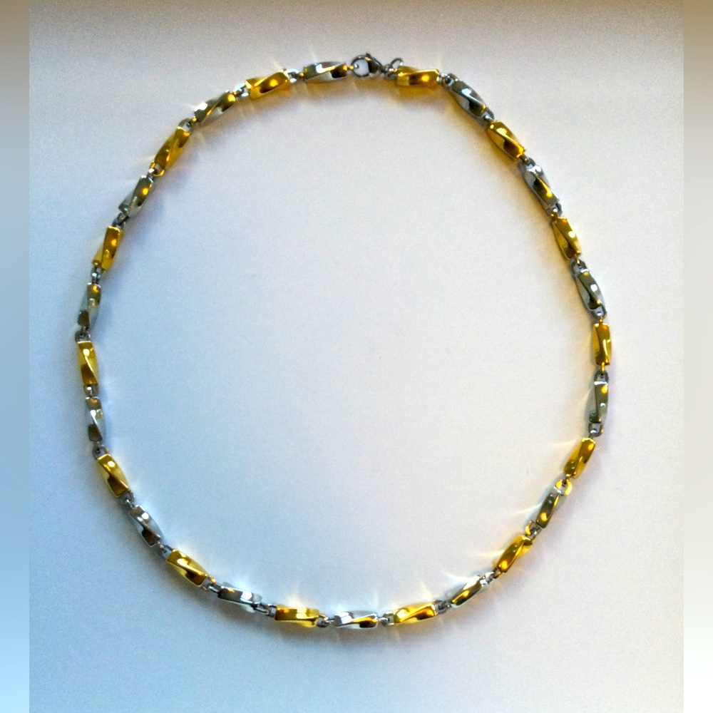 Edforce Stainless Steel Gold/Silver Chain Link Bracelet, 23” Long.